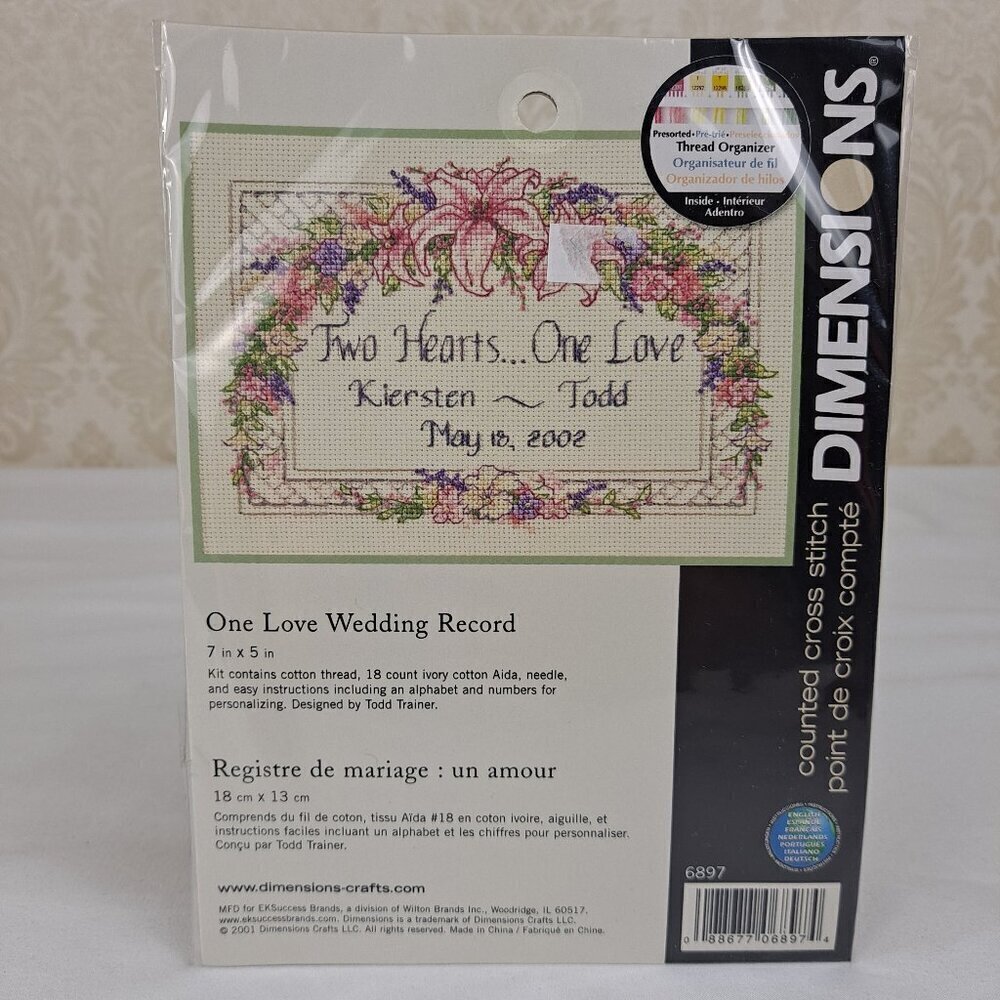 Dimensions One Love Wedding Record Counted Cross Stitch Kit NWT